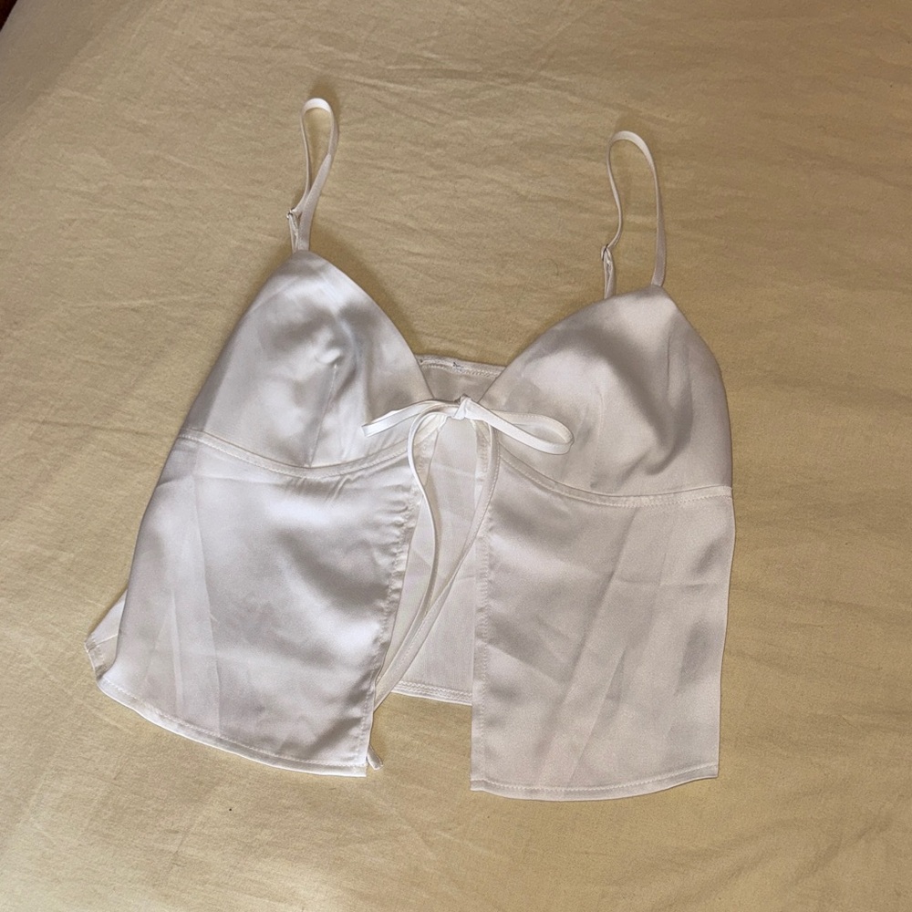 Princess Polly White Satin Camisole Tie Top